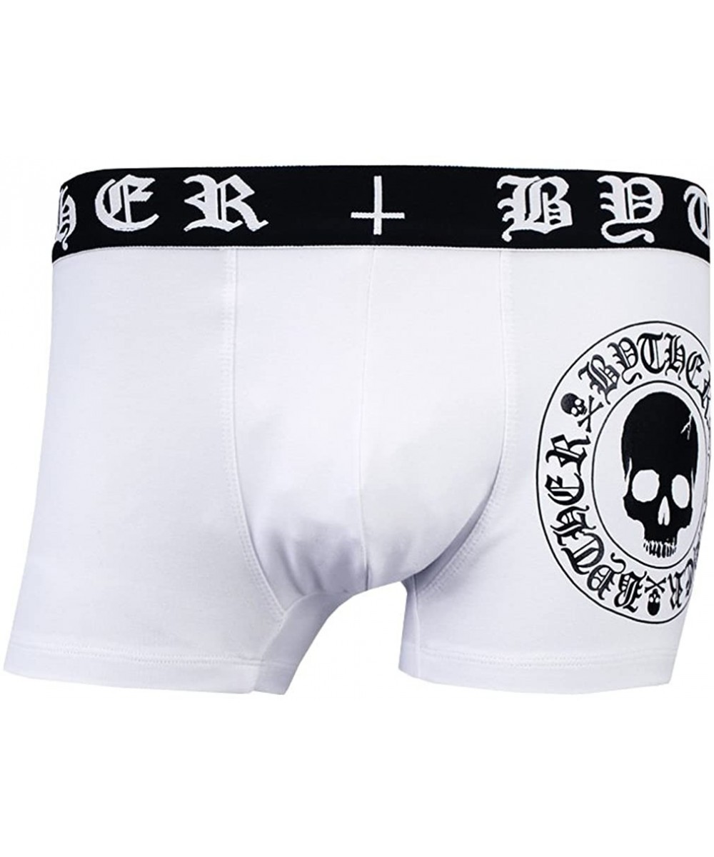 Boxer Briefs Men's Boxer Brief Comfort Soft Vivid Neon Absorbent Skull Underwear - White - CM18EO722D3