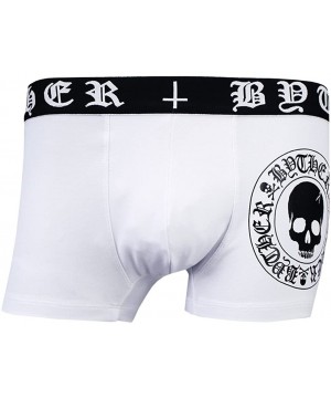 Boxer Briefs Men's Boxer Brief Comfort Soft Vivid Neon Absorbent Skull Underwear - White - CM18EO722D3