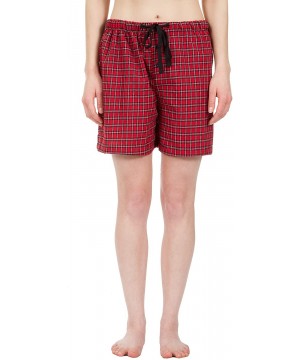 Bottoms Women's Plaid Lounge Pajama Bottoms - Red Plaid Boxers - CV18880OYLS