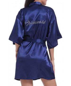 Slips Women Bridal Pajamas Wedding Brideslmaid Gift Mother Sister of The Bride Robes - Dark Blue - C0194DQOZA0