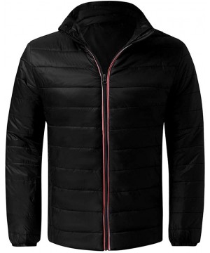 G-Strings & Thongs Mens Winter Quilted Insulated Zipper Thickened Warm Down Jacket Puffer with Thermal Light Coat - Black - C...