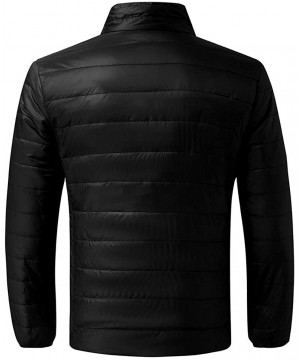 G-Strings & Thongs Mens Winter Quilted Insulated Zipper Thickened Warm Down Jacket Puffer with Thermal Light Coat - Black - C...