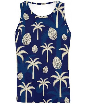 Undershirts Men's Muscle Gym Workout Training Sleeveless Tank Top Palm Trees Against Sky at Sunset - Multi2 - C519D0WH04G