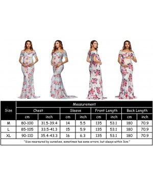 Nightgowns & Sleepshirts Maternity Fitted Gown V Neck Ruched Off Shoulder Long Sleeve Maxi Photography Dress - Floral-white -...