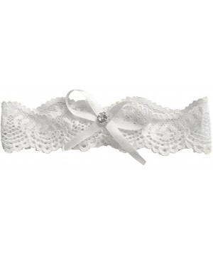 Garters & Garter Belts Vintage Stretchable Garters with Bowknot Lace Wedding Garter for Bride - White - CB186YH6IUI