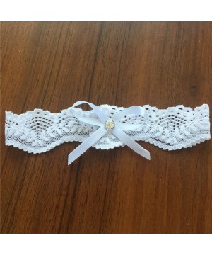 Garters & Garter Belts Vintage Stretchable Garters with Bowknot Lace Wedding Garter for Bride - White - CB186YH6IUI