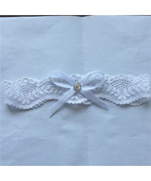 Garters & Garter Belts Vintage Stretchable Garters with Bowknot Lace Wedding Garter for Bride - White - CB186YH6IUI