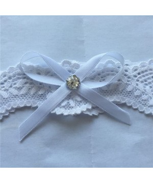 Garters & Garter Belts Vintage Stretchable Garters with Bowknot Lace Wedding Garter for Bride - White - CB186YH6IUI