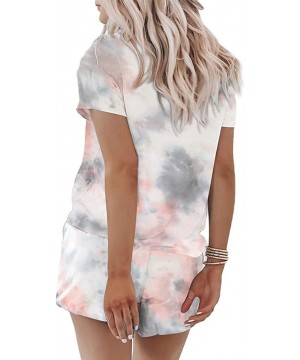 Sets Womens Tie Dye Printed Short Sleeve Tee and Shorts Pajamas Set Sleepwear Pjs Sets Homewear Loungewear - Agrey - C4190OQC69W