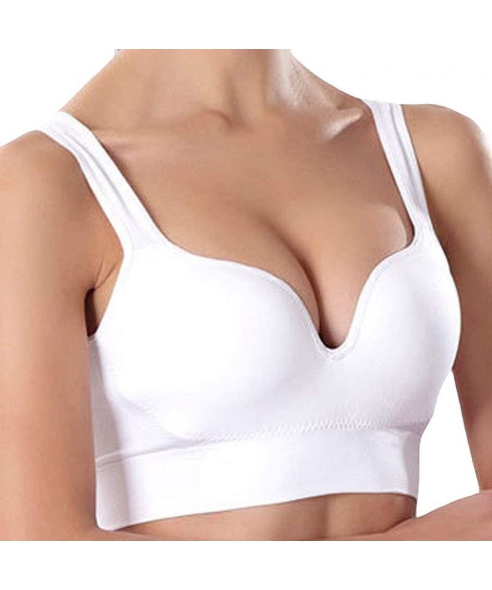 Bras Women's Yoga Crop Top Sports Bra with NOT Removable Adding Volume Pads Breathable Race Back - White - CV193MUXLOT