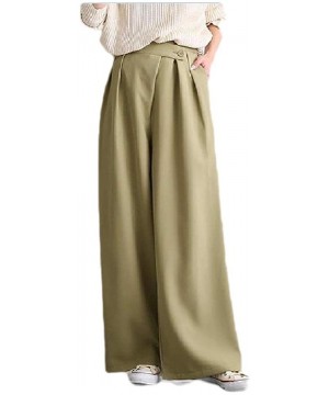 Bottoms Women's Comfy Chic Lounge Straight High Waisted Palazzo Lounge Pant - Green - CO19C97CS5H