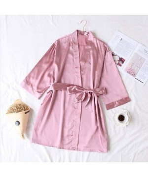 Robes Elegant Style Wedding Parties Lady Kimono Bathrobe Female Summer Robes Solid Sleepwear Lounge Home Dressing Gown Faux S...