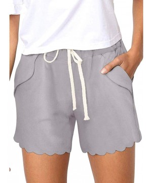 Nightgowns & Sleepshirts Womens Casual Shorts Summer Drawstring Elastic Waist Comfy Pure Color Shorts with Pockets - Gray - C...