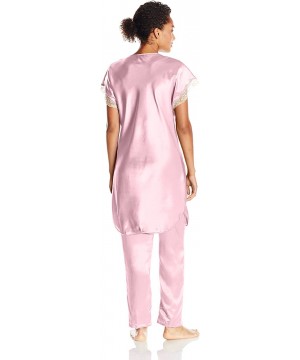 Sets Women's Charming Satin Charmeuse Pajama Set - Pink - CV11A7LSIWF