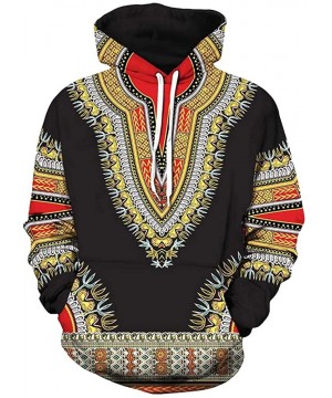 Thermal Underwear African Dashiki Hoodies for Men-Casual Long Sleeve Pullover Womens Drawstring Floral Sweatshirt with Kangar...