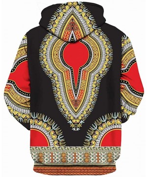 Thermal Underwear African Dashiki Hoodies for Men-Casual Long Sleeve Pullover Womens Drawstring Floral Sweatshirt with Kangar...