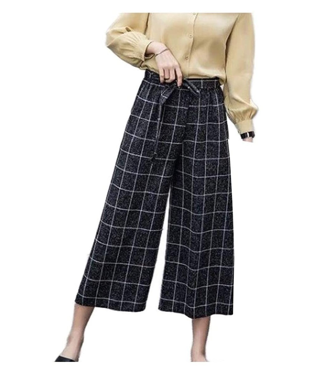 Bottoms Womens Slim Fall Winter Baggy Plaid Casual Leisure Palazzo Lounge Pant - As1 - CT19DT9M0I6