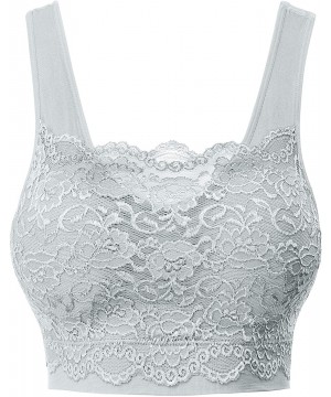 Bras Women's Seamless Lace Bra Top with Front Lace Cover Sports Bra - 6632_grey Mist - CJ195R9MR2A