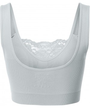 Bras Women's Seamless Lace Bra Top with Front Lace Cover Sports Bra - 6632_grey Mist - CJ195R9MR2A