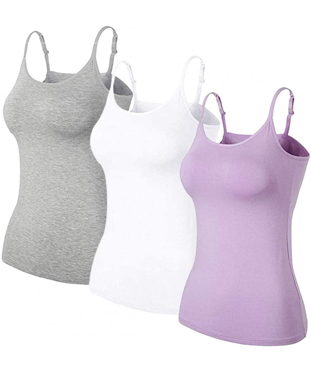 Camisoles & Tanks Women's Camisole with Built in Shelf Bra Basic Cami Tank Top Adjustable Spagehtti Straps Undershirts 1/3 Pa...