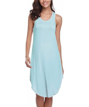 Nightgowns & Sleepshirts Nightgowns Women's Cotton Sleepwear Sleeveless Sleep Dress Night Shirts - Light-blue - CU18SXW2ZT0