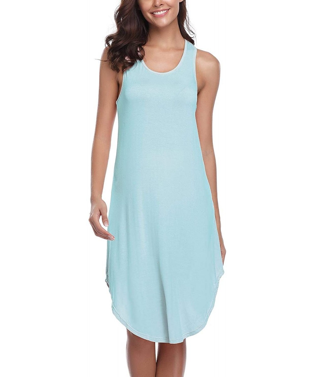 Nightgowns & Sleepshirts Nightgowns Women's Cotton Sleepwear Sleeveless Sleep Dress Night Shirts - Light-blue - CU18SXW2ZT0