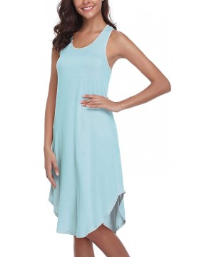 Nightgowns & Sleepshirts Nightgowns Women's Cotton Sleepwear Sleeveless Sleep Dress Night Shirts - Light-blue - CU18SXW2ZT0