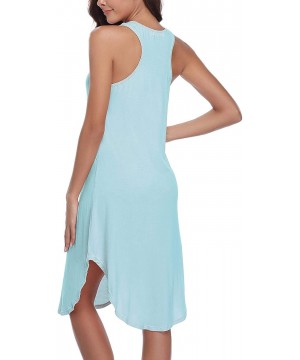 Nightgowns & Sleepshirts Nightgowns Women's Cotton Sleepwear Sleeveless Sleep Dress Night Shirts - Light-blue - CU18SXW2ZT0