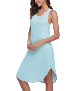 Nightgowns & Sleepshirts Nightgowns Women's Cotton Sleepwear Sleeveless Sleep Dress Night Shirts - Light-blue - CU18SXW2ZT0