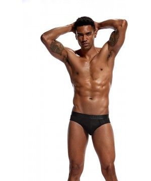 Briefs Men's Modal Underwear U Convex Pouch Low Waist Breathable Pure Color Briefs - Black - CC197W5RCK3