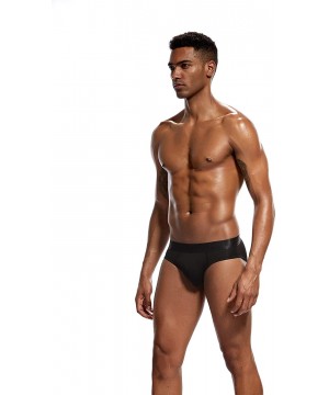 Briefs Men's Modal Underwear U Convex Pouch Low Waist Breathable Pure Color Briefs - Black - CC197W5RCK3