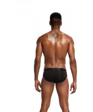 Briefs Men's Modal Underwear U Convex Pouch Low Waist Breathable Pure Color Briefs - Black - CC197W5RCK3