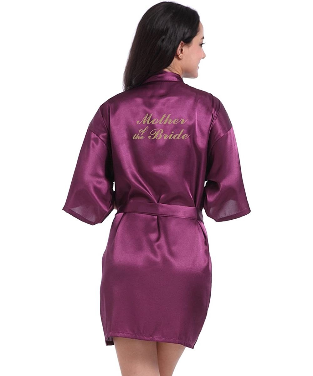 Robes Kimono Satin Robes for Bride and Bridesmaid Wedding Party Getting Ready Robes with Gold Glitter - Purple(mother of the ...