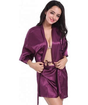 Robes Kimono Satin Robes for Bride and Bridesmaid Wedding Party Getting Ready Robes with Gold Glitter - Purple(mother of the ...