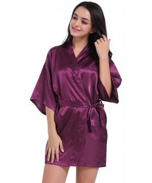 Robes Kimono Satin Robes for Bride and Bridesmaid Wedding Party Getting Ready Robes with Gold Glitter - Purple(mother of the ...