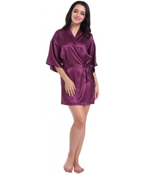 Robes Kimono Satin Robes for Bride and Bridesmaid Wedding Party Getting Ready Robes with Gold Glitter - Purple(mother of the ...