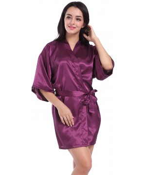 Robes Kimono Satin Robes for Bride and Bridesmaid Wedding Party Getting Ready Robes with Gold Glitter - Purple(mother of the ...