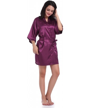 Robes Kimono Satin Robes for Bride and Bridesmaid Wedding Party Getting Ready Robes with Gold Glitter - Purple(mother of the ...