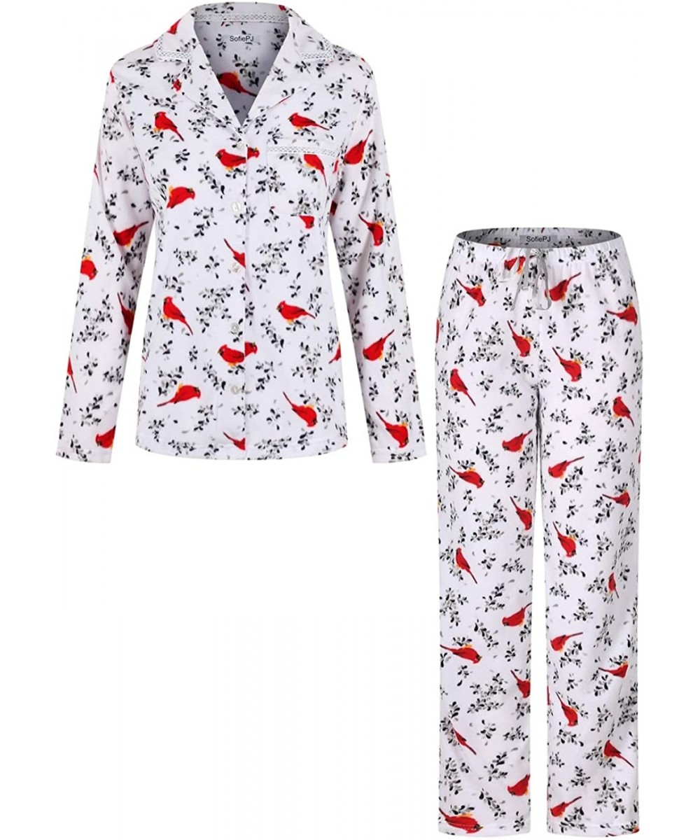 Sets Women's Warm Plush Soft Fleece Pajama Gift Set Lounge Wear - White Red - C718AH8Y0IA