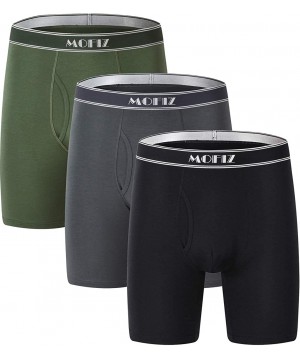 Boxer Briefs Mens Underwear Short Leg Stretch Micro Modal Boxer Briefs - Black/Gray/Green 209 - CF18CX0R4SI