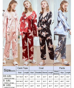 Sets Silk Satin Pajamas Sleepwear Set Sexy Cami PJ Nightwear 3 Pieces - Z-black - C319CS5X09L