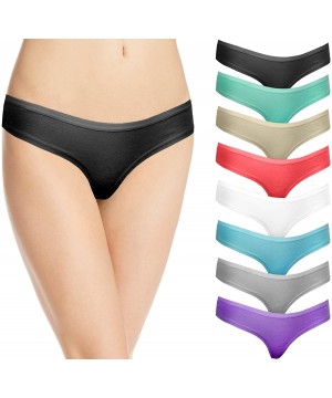 Panties Womens Cotton 8 Pack Thongs G-String Briefs - Multicoloured - CU12FK7VZ1H