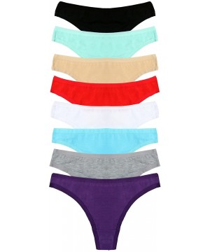 Panties Womens Cotton 8 Pack Thongs G-String Briefs - Multicoloured - CU12FK7VZ1H