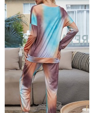 Sets Womens Tie Dye Pocket Two Piece Pajamas Set Long Sleeve Sleepwear Tops and Pants Night Pajamas Set - 056blue - CG19C27NGNQ