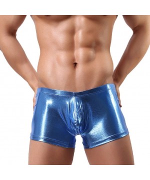 Bikinis Men's Faux Leather Brushed Bulge Pouch Boxer Briefs Underwear Wetlook Bikini Low Rise Swim Shorts Underpants - Blue2 ...