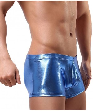 Bikinis Men's Faux Leather Brushed Bulge Pouch Boxer Briefs Underwear Wetlook Bikini Low Rise Swim Shorts Underpants - Blue2 ...