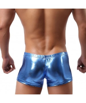 Bikinis Men's Faux Leather Brushed Bulge Pouch Boxer Briefs Underwear Wetlook Bikini Low Rise Swim Shorts Underpants - Blue2 ...