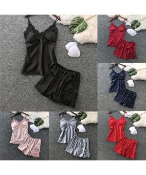 Baby Dolls & Chemises 2019 Womens Sexy Satin Sling Sleepwear Lingerie Girls Lace Nightdress Babydoll Underwear Set S-2XL Unde...