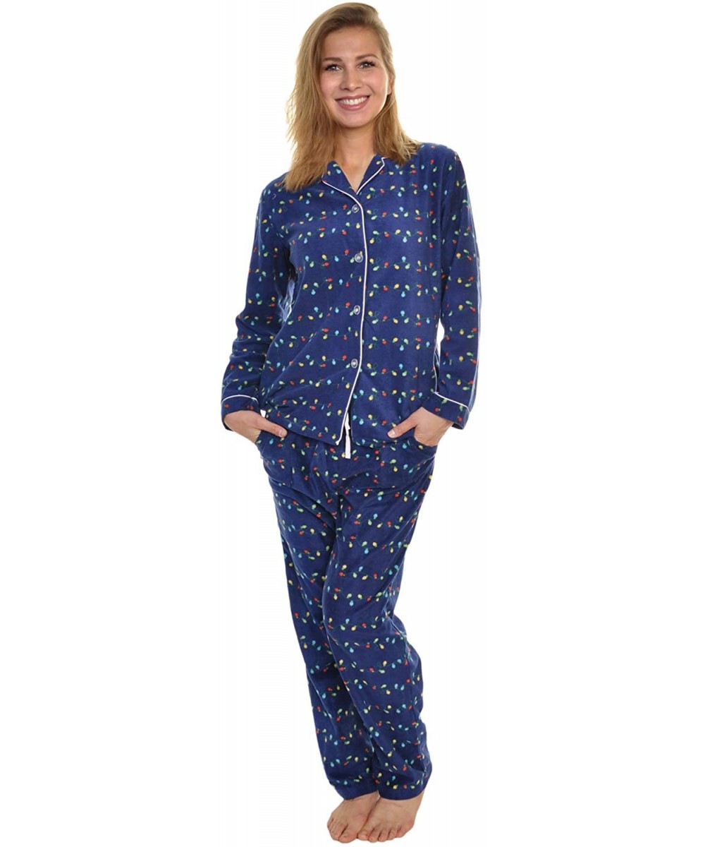 Sets Women's Cozy Fleece Pajama Set - Christmas Lights With Pockets on the Pants - CH18LKN2E22