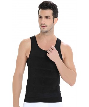 Shapewear Slimming Body Shaper for Men- Tummy Control and Gynecomastia Compression Undershirt - Black - CE18G8G9QX4